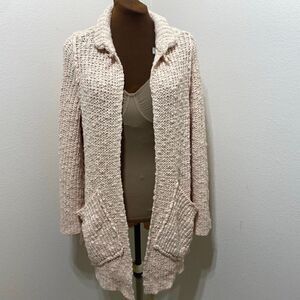 Free People Waterfront Chunky-Knit Long Sleeves Cardigan in Rose Size X-Small
